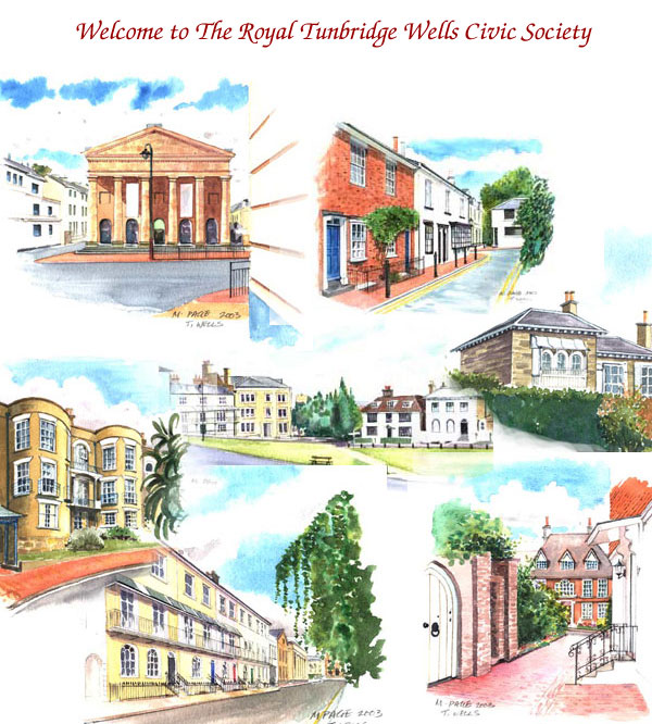 Drawings by Michael Page ( M.P.2003 ) - Mount Pleasant Road - Berkeley Road - Mount Sion - London Road - Calverley Park - York Road - View to Frog Lane